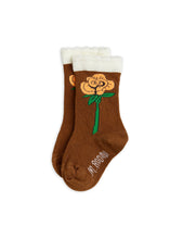 Mini Rodini Roses Scallop Socks Brown