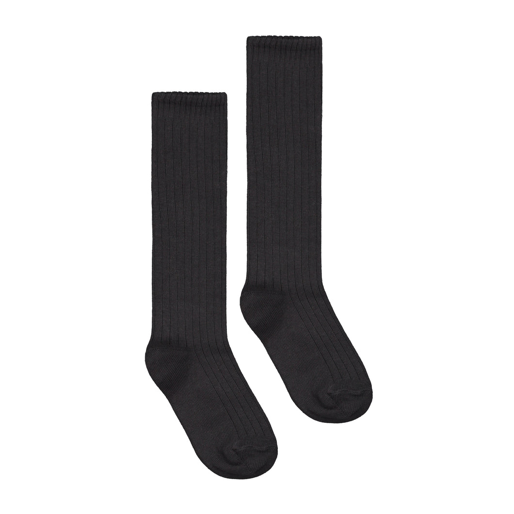 Gray Label Long Ribbed Socks Nearly Black