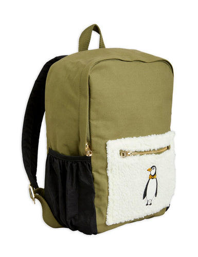 Mini Rodini Penguin Embroidery Backpack Green