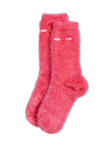 Mini Rodini Cat Eyes Fluffy Socks Pink 1-pack