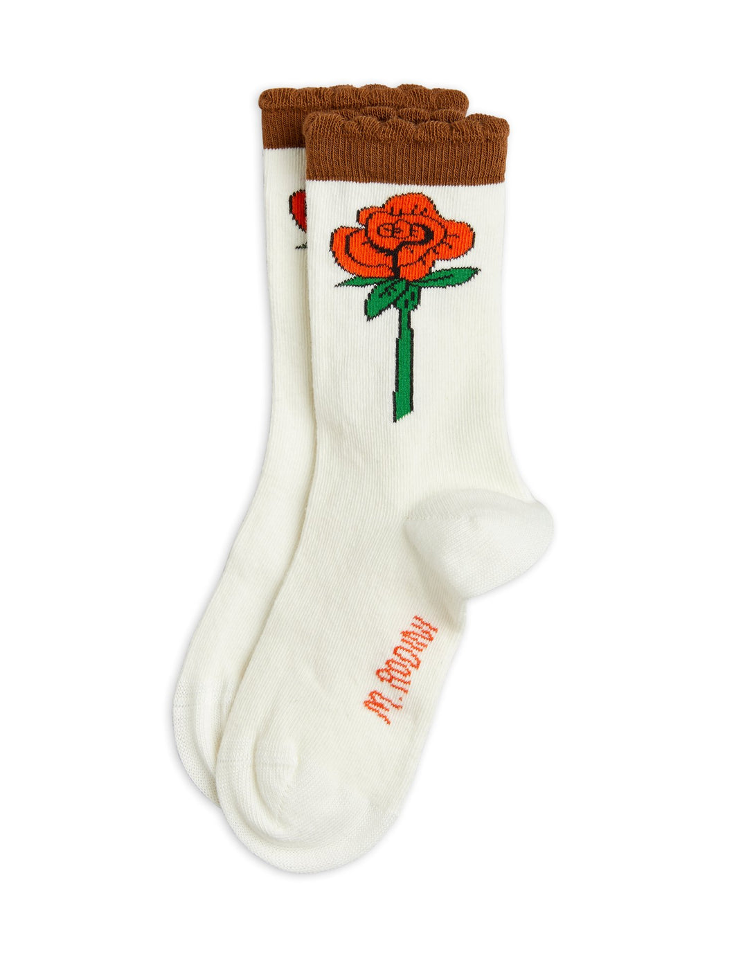 Mini Rodini Roses Scallop Socks White