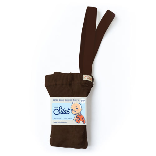 Silly Silas Footed Tights With Braces Chocolate Brown