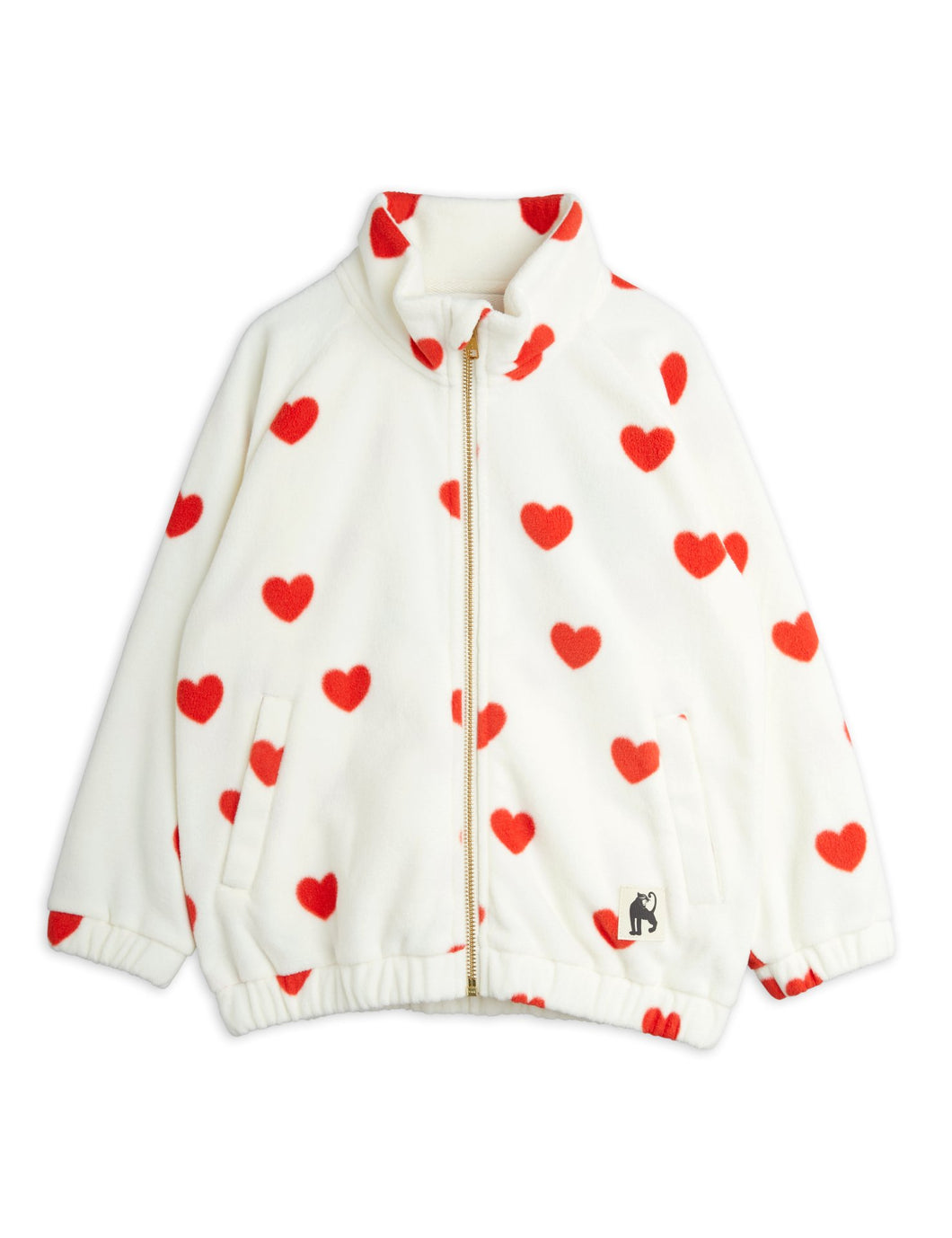 Mini Rodini Fleece Jacket Hearts Offwhite