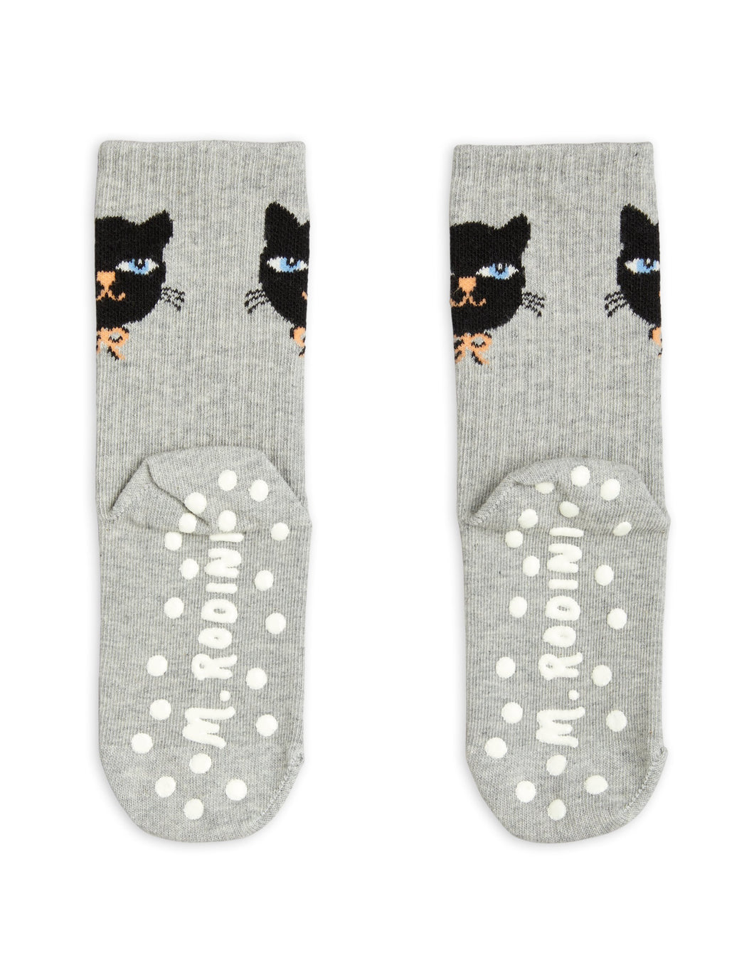Mini Rodini Cat Anti-Slip Sock Grey melange