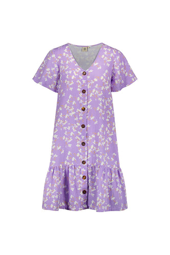 Kaiko Women Frill Button Dress, Lavender Garden