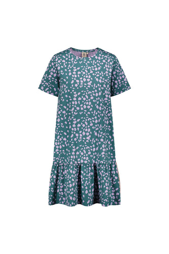 Kaiko Adults Ruffle T-shirt Dress, Green Safari