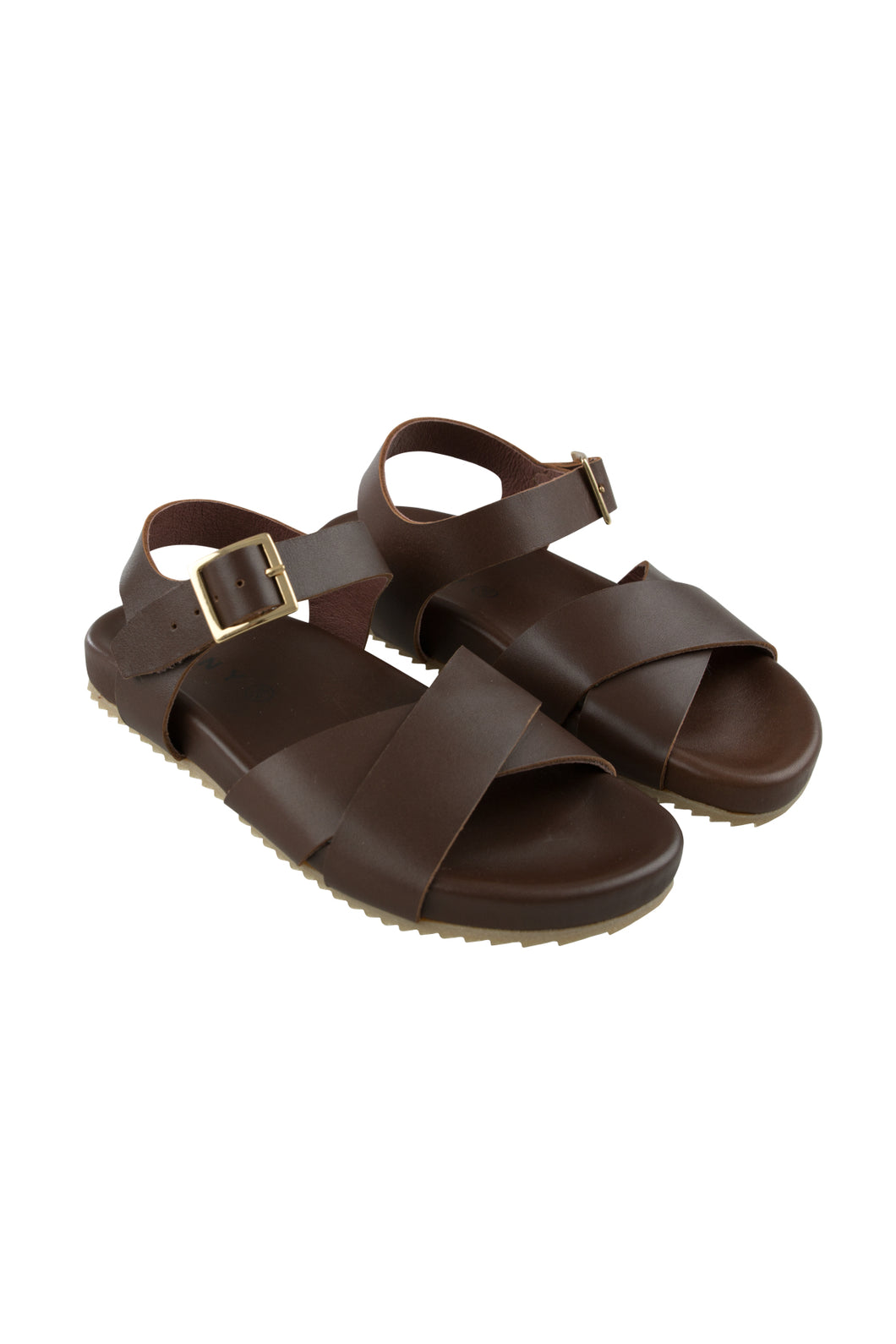Tinycottons LEATHER CROSSED Sandals Dark brown