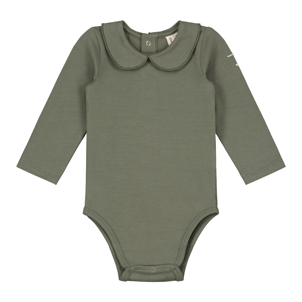 Gray Label Baby Onesie with Collar Moss
