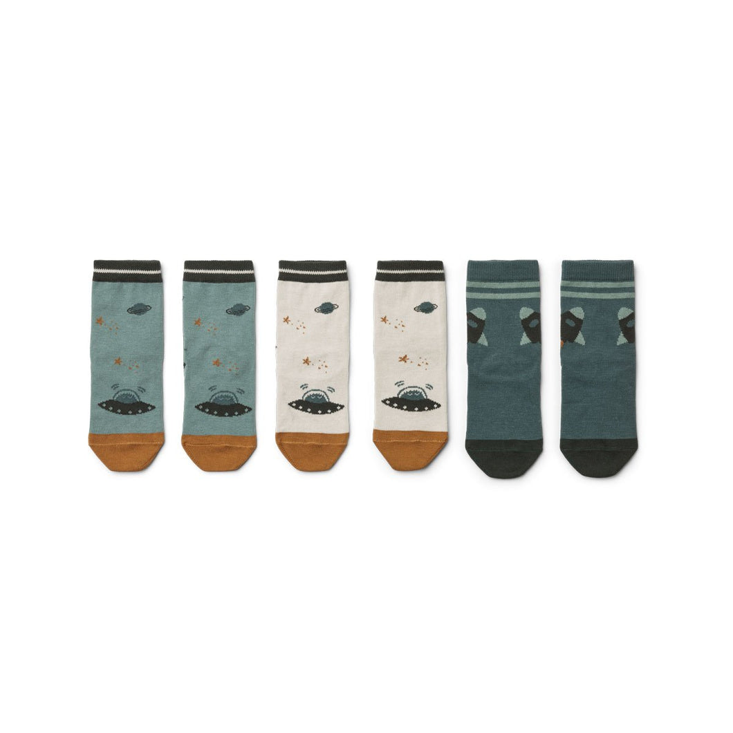 Liewood Silas Socks 3-pack - Space Blue mix