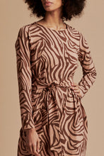 Kaiko Women Midi Belted Longsleeve Dress Zebra Oak